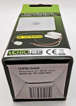 Einbau-Bewegungsmelder "CT-PIR Mini 12V" - 12V DC, 1-60W, LED geeignet, weiß
