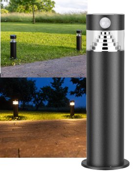 LED Solar Wegeleuchte "SWL-AS30" / IP44, warmweiß 3000K, PIR Sensor, 30cm