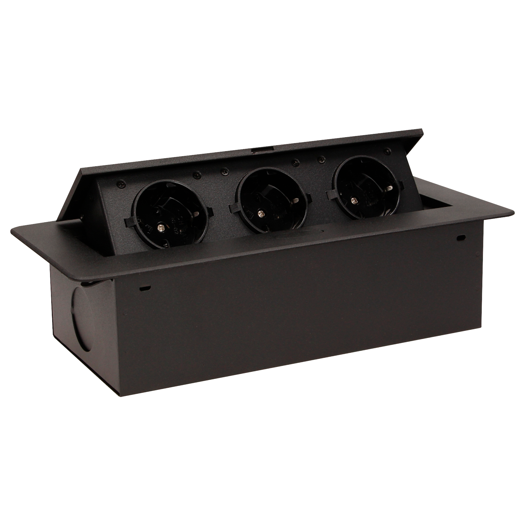 Tisch-Einbausteckdose, 3fach, schwarz, 2500W