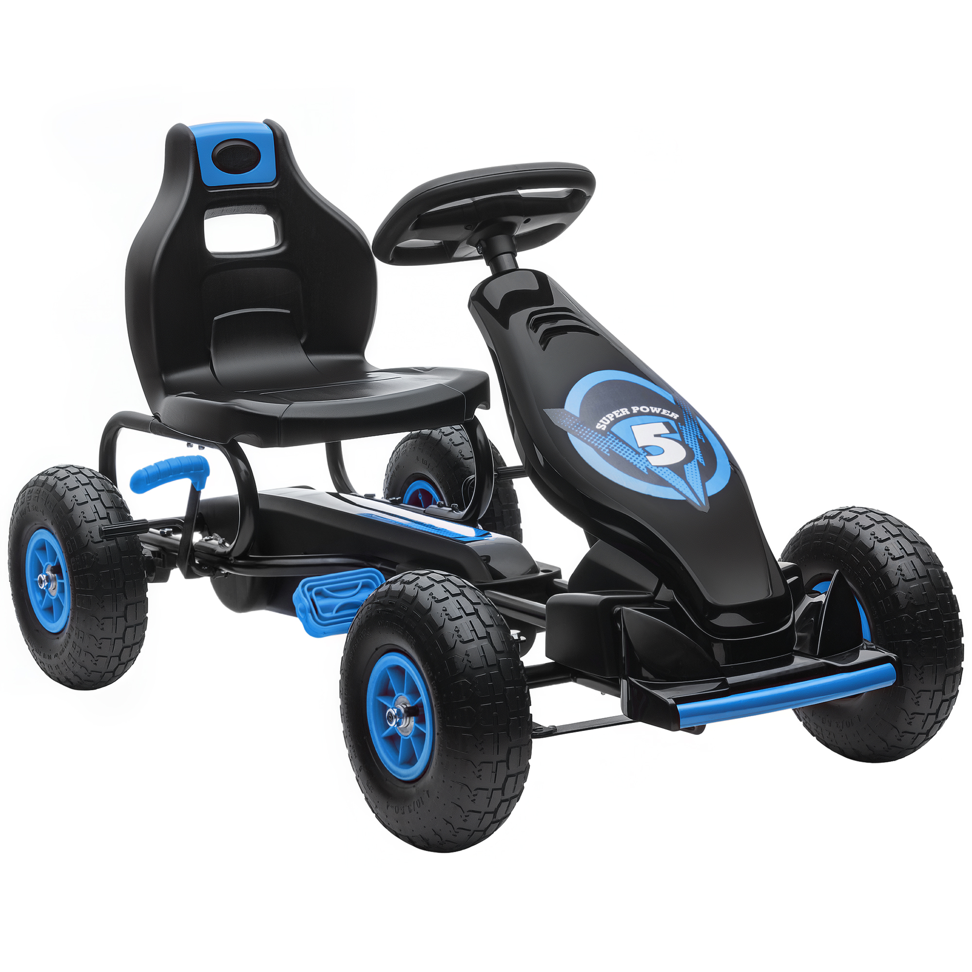 Kinder-Gokart, mit Pedalen, verstellbarem Sitz, In- und Outdoor, ab 5 Jahren, blau+schwarz, 121 x 58 x 61 cm Kinder-Gokart, mit Pedalen, verstellbarem Sitz, In- und Outdoor, ab 5 Jahren, blau+schwarz, 121 x 58 x 61 cm