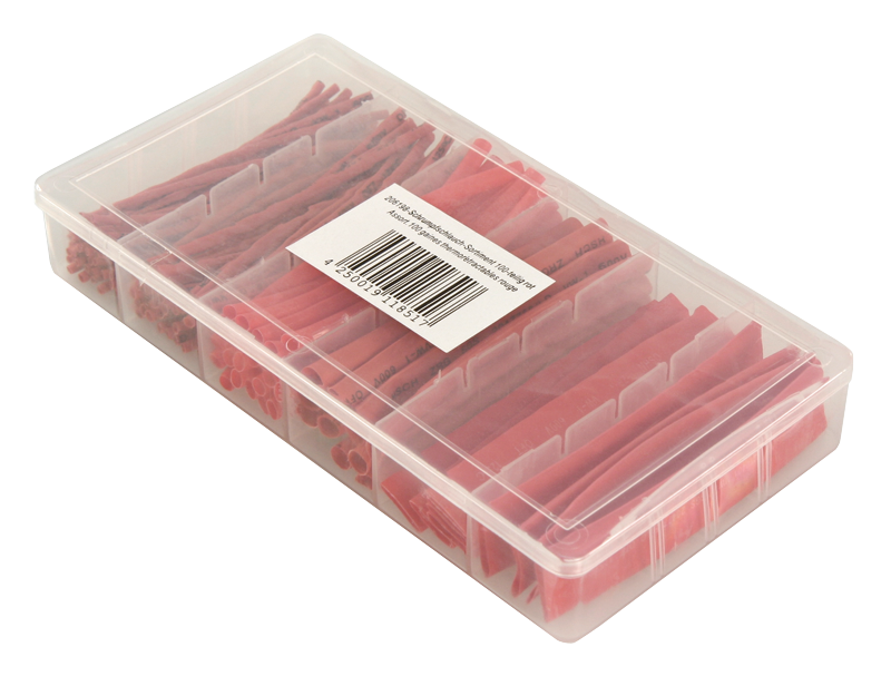 Schrumpfschlauch-Set, 100-teilig, rot, 10cm lang