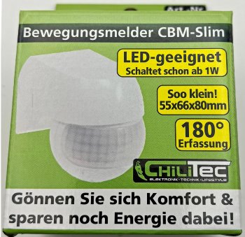 Aufputz Bewegungsmelder "CBM-Slim" 180° - LED geeignet, IP44, 1-800W, weiß