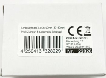 Schließzylinder-Set 3x 60mm (30+30mm) - Profil-Zylinder, 5 Sicherheits-Schlüssel