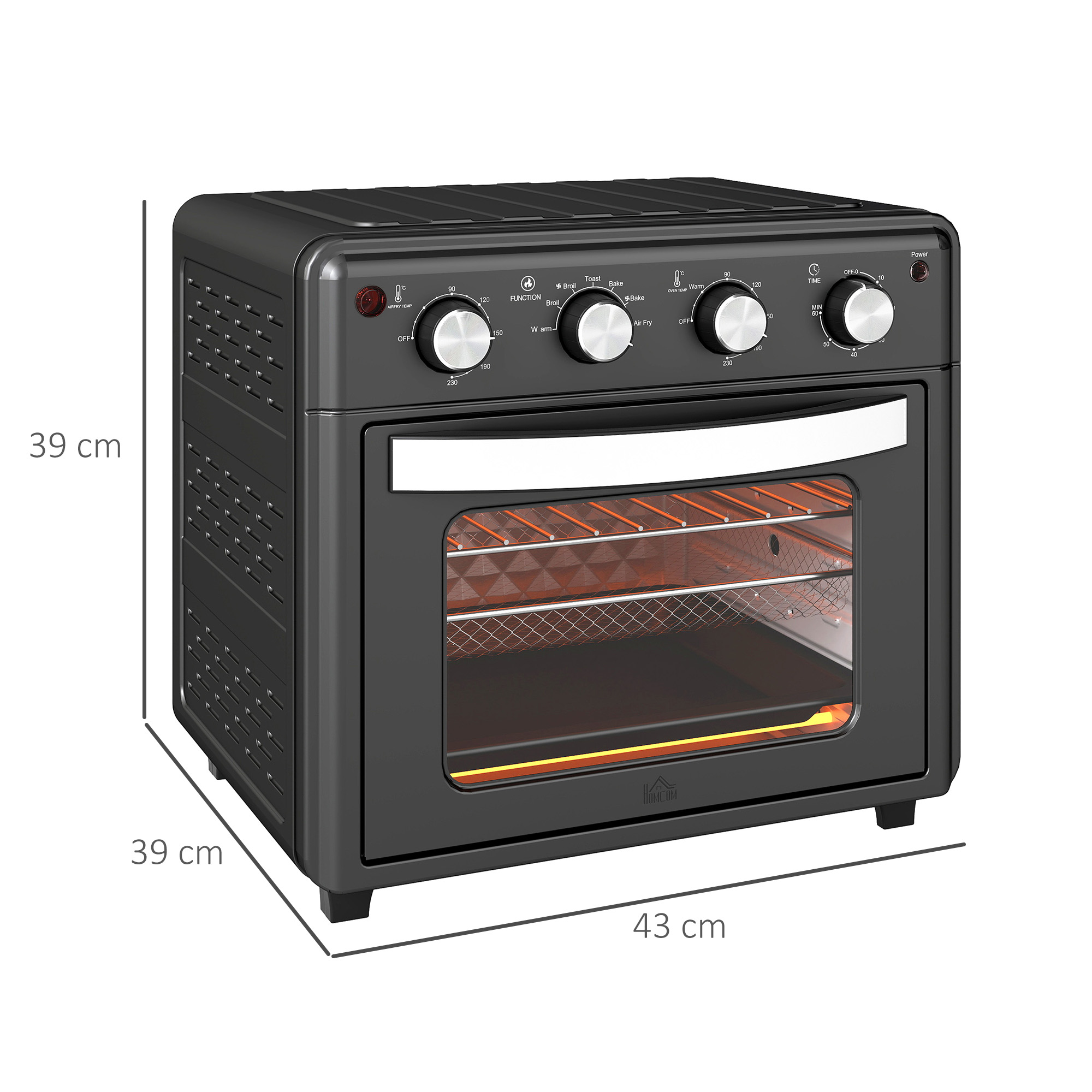 Minibackofen, Heißluftfritteuse, 90-230° C, 7 Programme, Zubehör, Schwarz Minibackofen, Heißluftfritteuse, 90-230° C, 7 Programme, Zubehör, Schwarz
