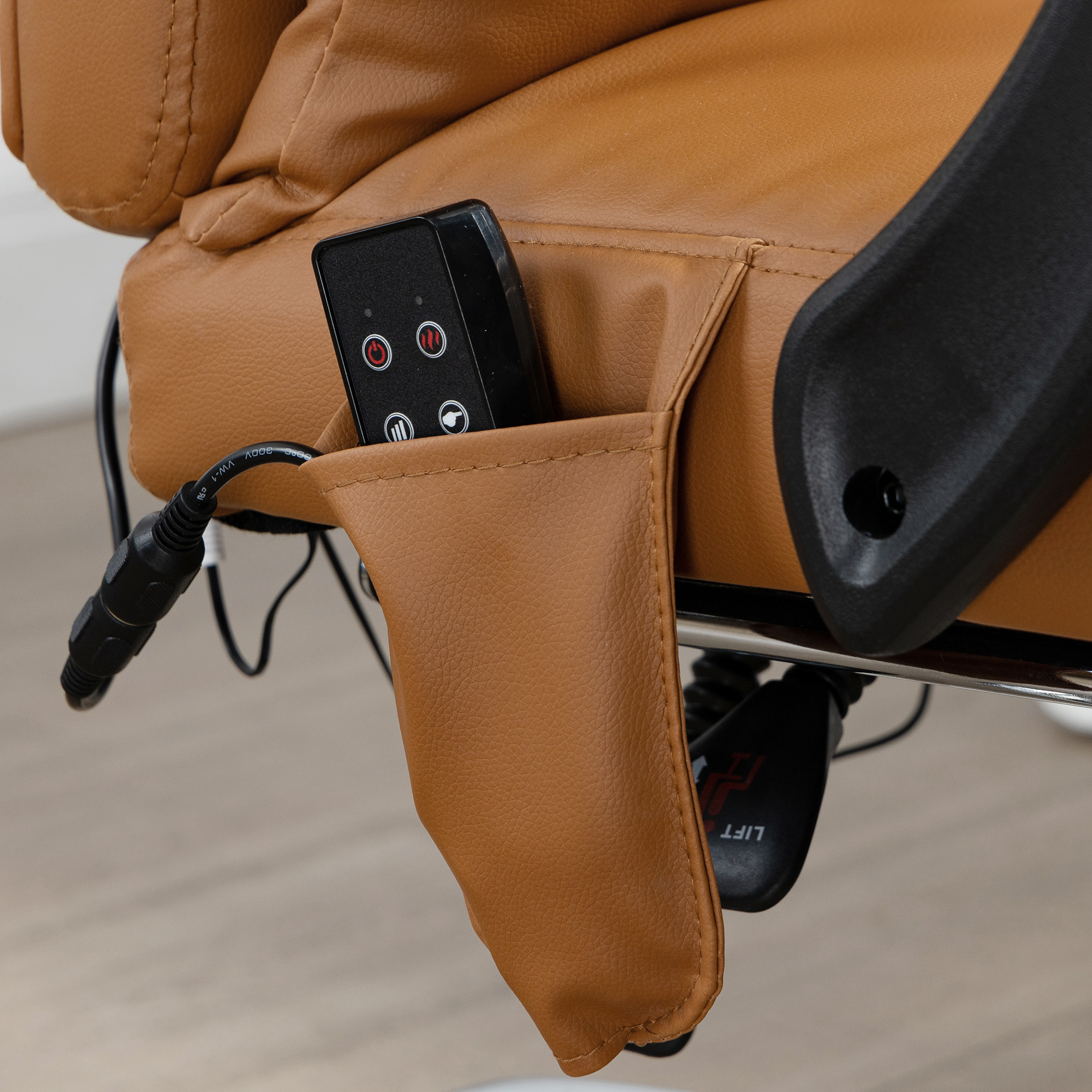 Bürostuhl mit Massagefunktion, ergonomisch, 66x67x115-123cm, Hellbraun