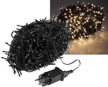 LED Aussen-Lichterkette "CT-ALK600" 60m - warmweiß, Kabel schwarz, IP44, 600 LEDs