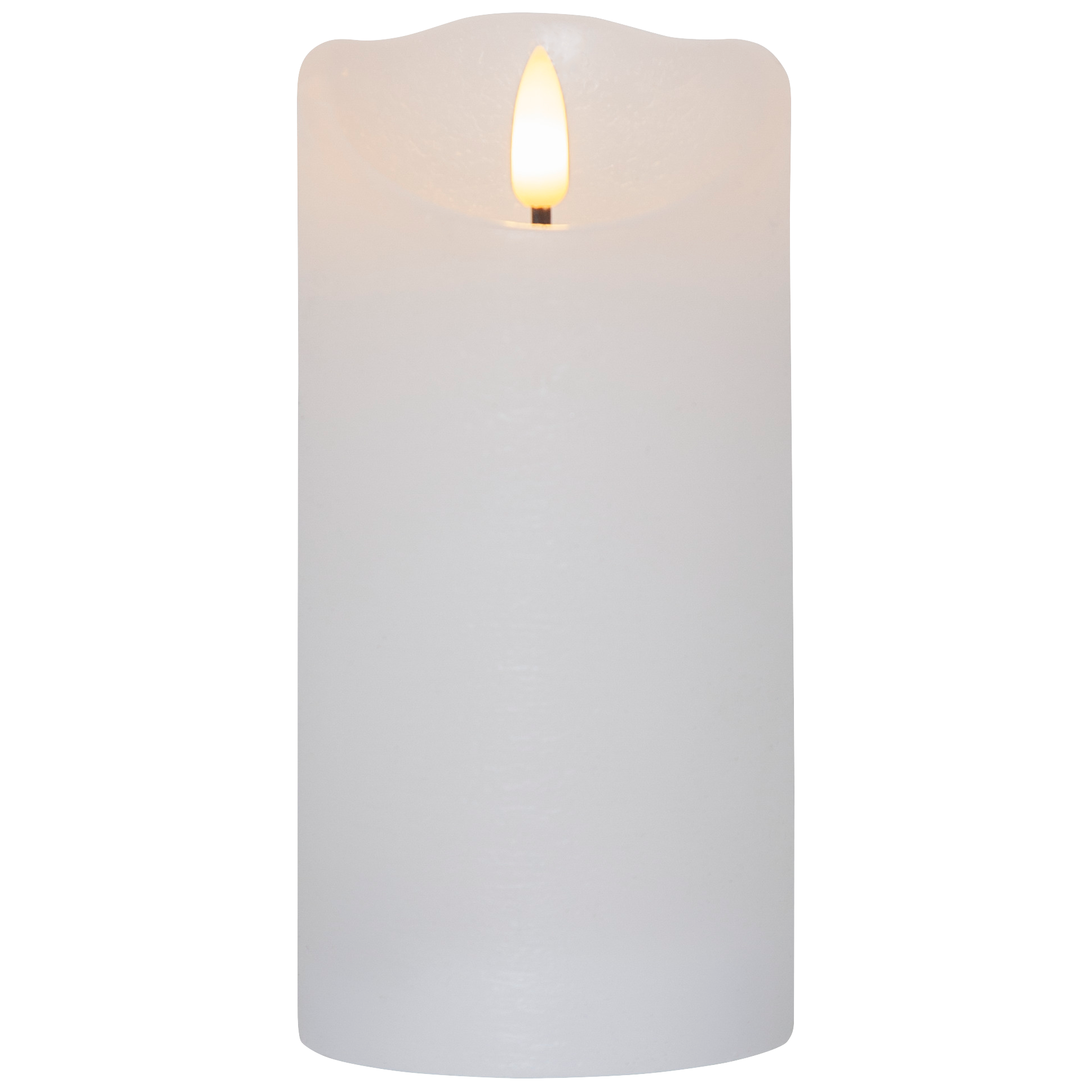 LED Echtwachs-Kerze ''Flamme Rustic'', weiß, 15x7.5cm, Timer