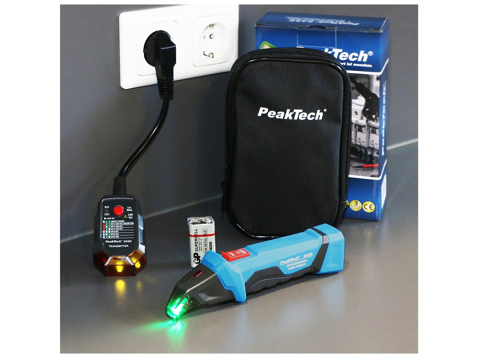 Stromkreisdetektor, Sicherungsfinder, PeakTech ''P3432'', Sender & Empfänger,IP40