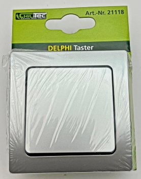 DELPHI Taster - 0-250V~/ 10A, inkl. Rahmen, UP, silber