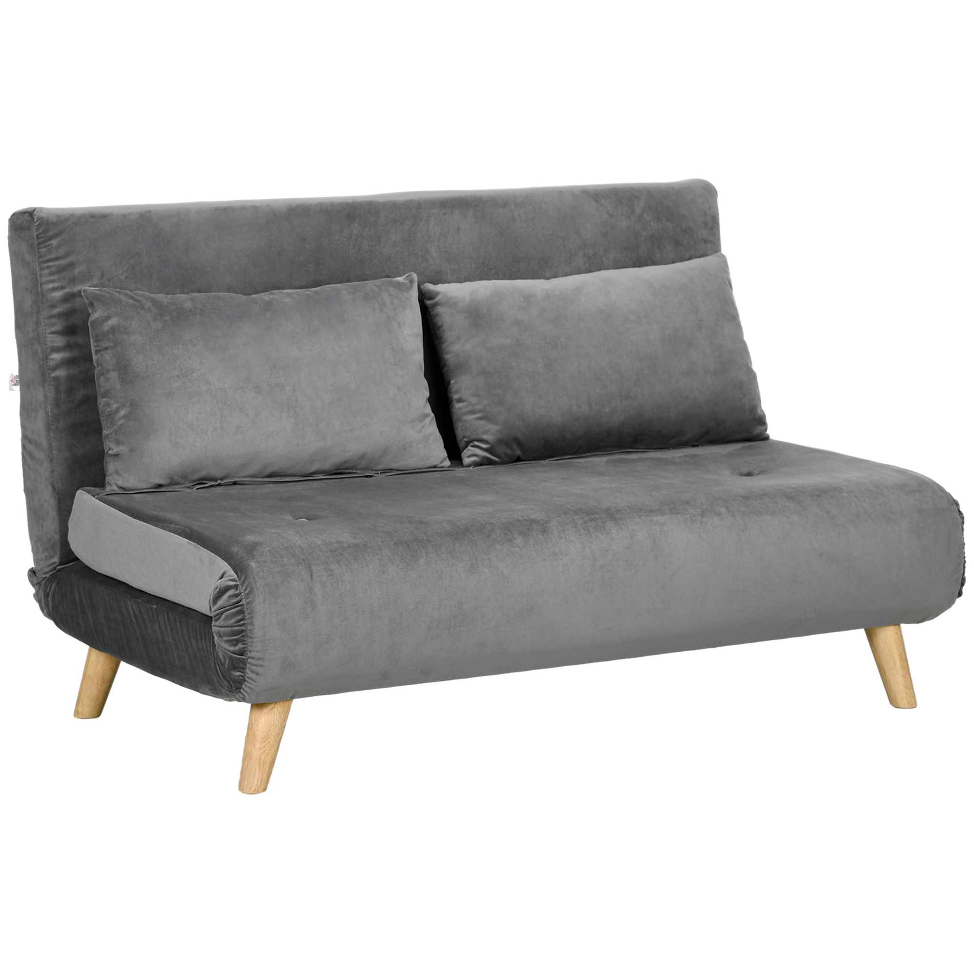 Schlafsofa Relaxsofa Sofa Couch, inkl, 2 Kissen, Samtoptik, 130 x 78 x 79 cm, Grau