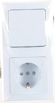 DELPHI Set Steckdosen + Schalter +Rahmen - 250V~/ 16A, Steckanschluss, weiß