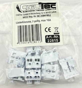 Lüsterklemme, 2-polig mit Hebel, 0,5-2,5mm², 450V/16A