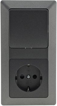 MILOS Set Steckdose + Schalter + Rahmen - 250V~/ 16A, Steckanschluss, Anthrazit