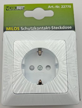 MILOS Schutzkontakt-Steckdose, weiß matt - 250V~/ 16A, inkl. Rahmen, Klemmanschluss
