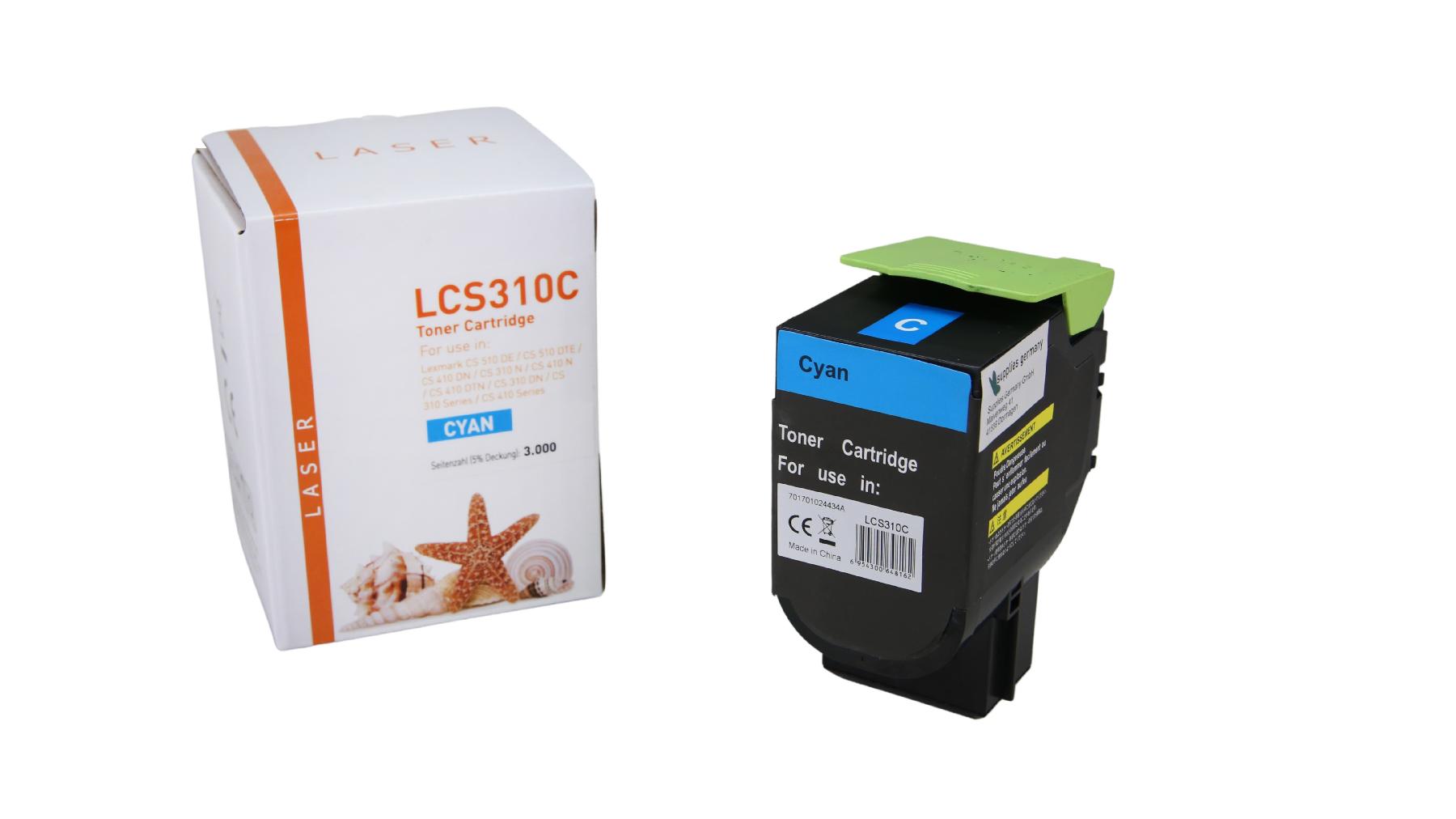 CS310C alternativ Toner Cyan für  Lexmark  / 70C2HC0 / 3.000 Seiten