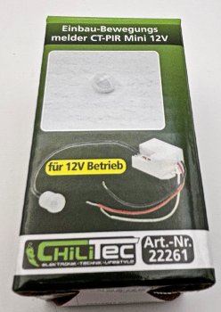 Einbau-Bewegungsmelder "CT-PIR Mini 12V" - 12V DC, 1-60W, LED geeignet, weiß