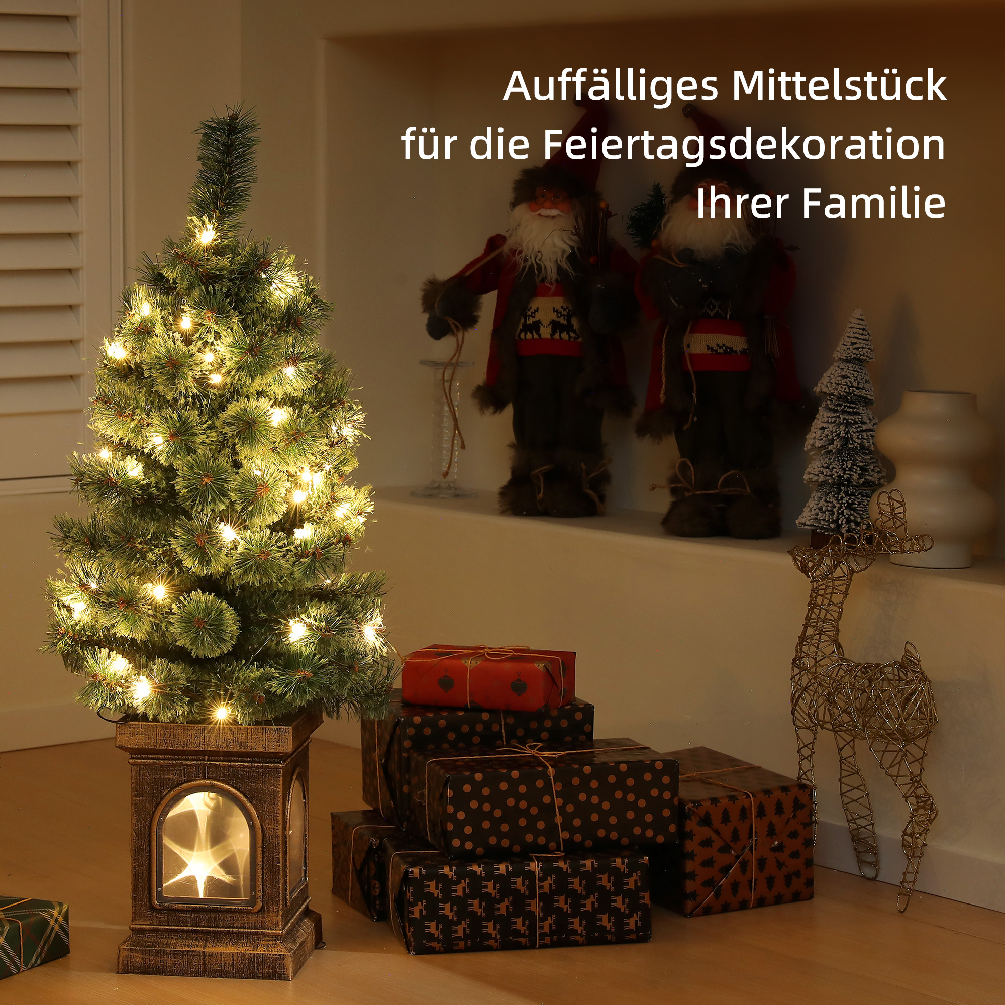 Weihnachtsbaum, naturgetreue Erscheinung, integrierte LEDs, dimmbar, 8 Modi, 45 x 90 cm, Grün