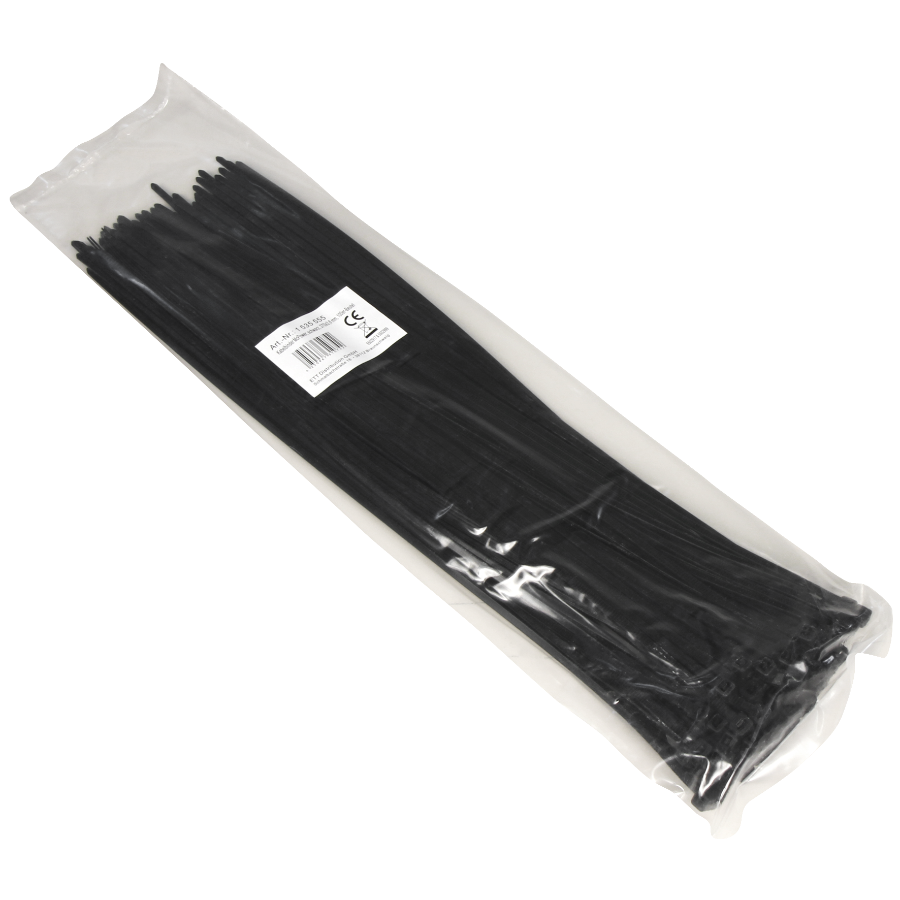 Kabelbinder McPower, schwarz, 370x3,6mm, 100er-Pack, UV beständig