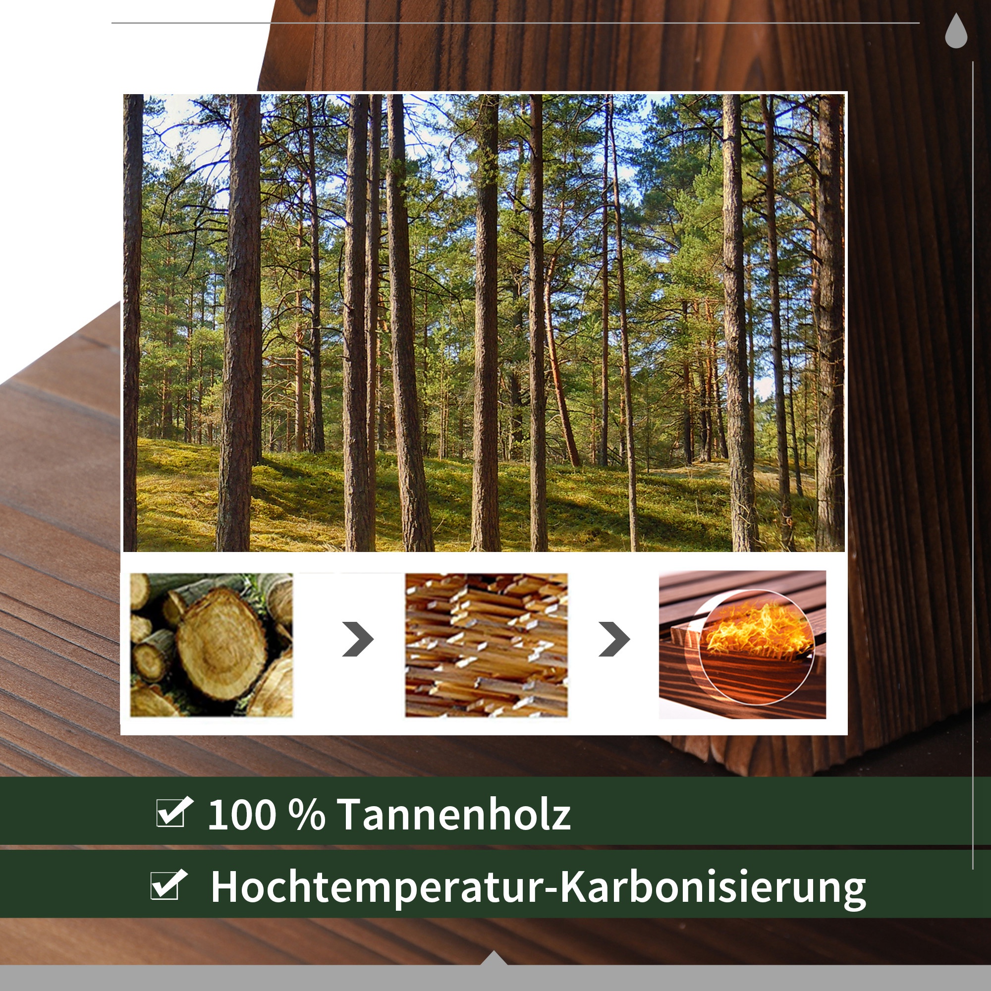 Gartenbrunnen Zierbrunnen Springbrunnen Fassbrunnen Wasserfall Holzeimer Tannenholz + Metall Dunkelbraun Ø27 x 37 cm