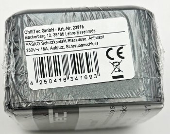 FASKO Schutzkontakt-Steckdose, Anthrazit - 250V~/ 16A, Aufputz, Schraubanschluss