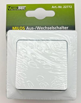 MILOS Wechsel-Schalter, UP, weiß matt - 250V~/ 10A, inkl. Rahmen, Steckanschluss