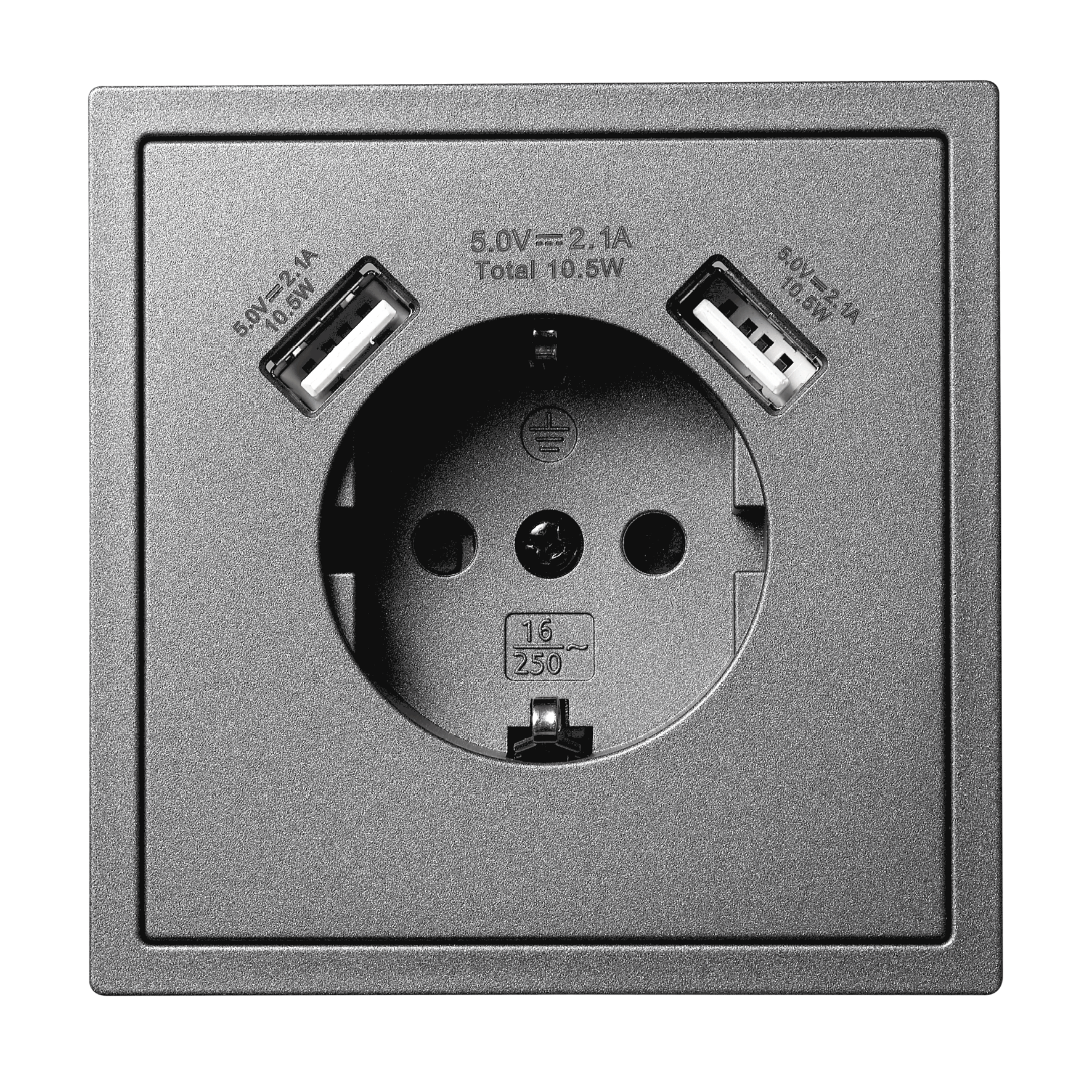 Schutzkontakt-Steckdose McPower ''Shallow'' 2x USB-A - 5V/2,1A