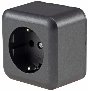FASKO Schutzkontakt-Steckdose, Anthrazit - 250V~/ 16A, Aufputz, Schraubanschluss