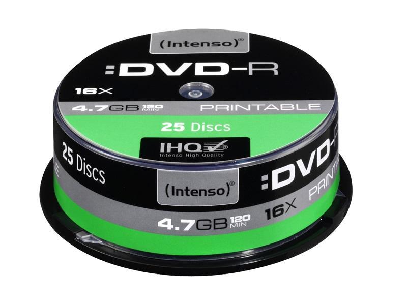 Intenso DVD-R bedruckbar 4,7 GB 16x Speed - 25stk Cake Box