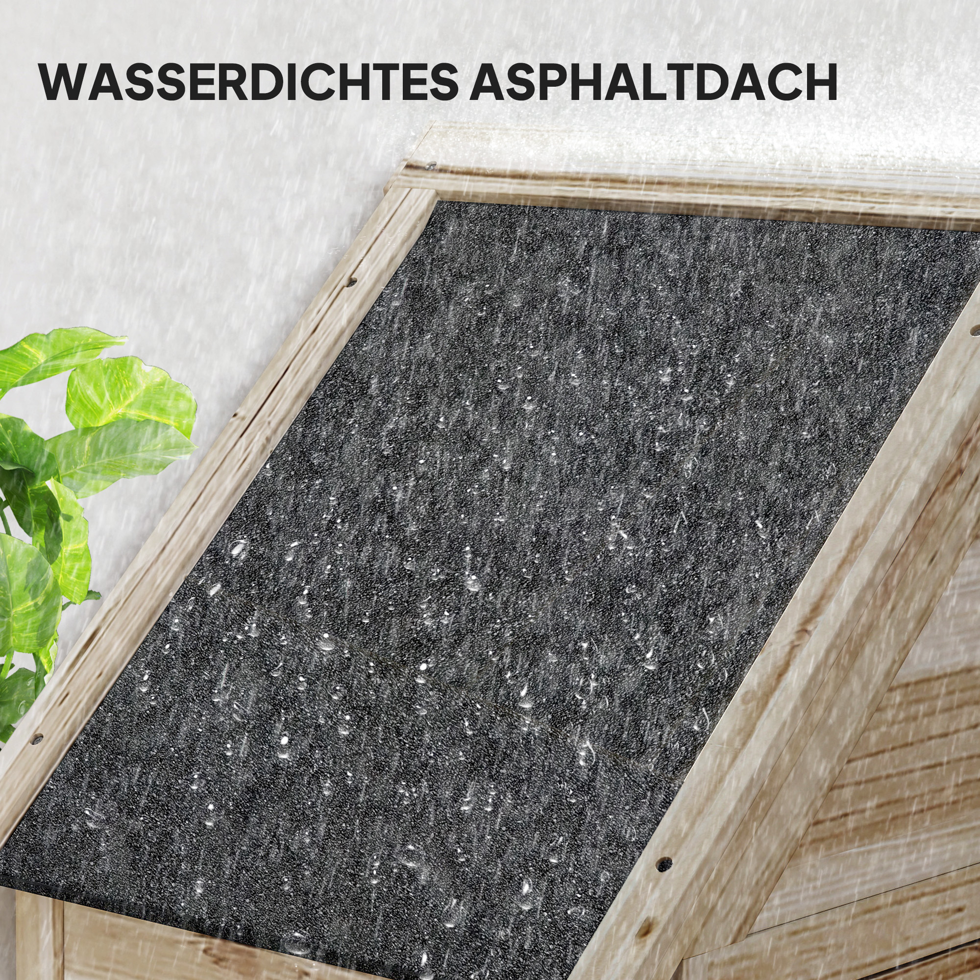 Gartenschuppen mit 4 Regalen, Lagerschuppen aus Holz, wasserdichtes Asphalt-Dach, 80 x 49 x 170 cm, Hellbraun