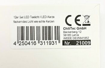 12er Set LED Teelicht / LED-Kerze - flackerndes Licht wie echte Kerzen