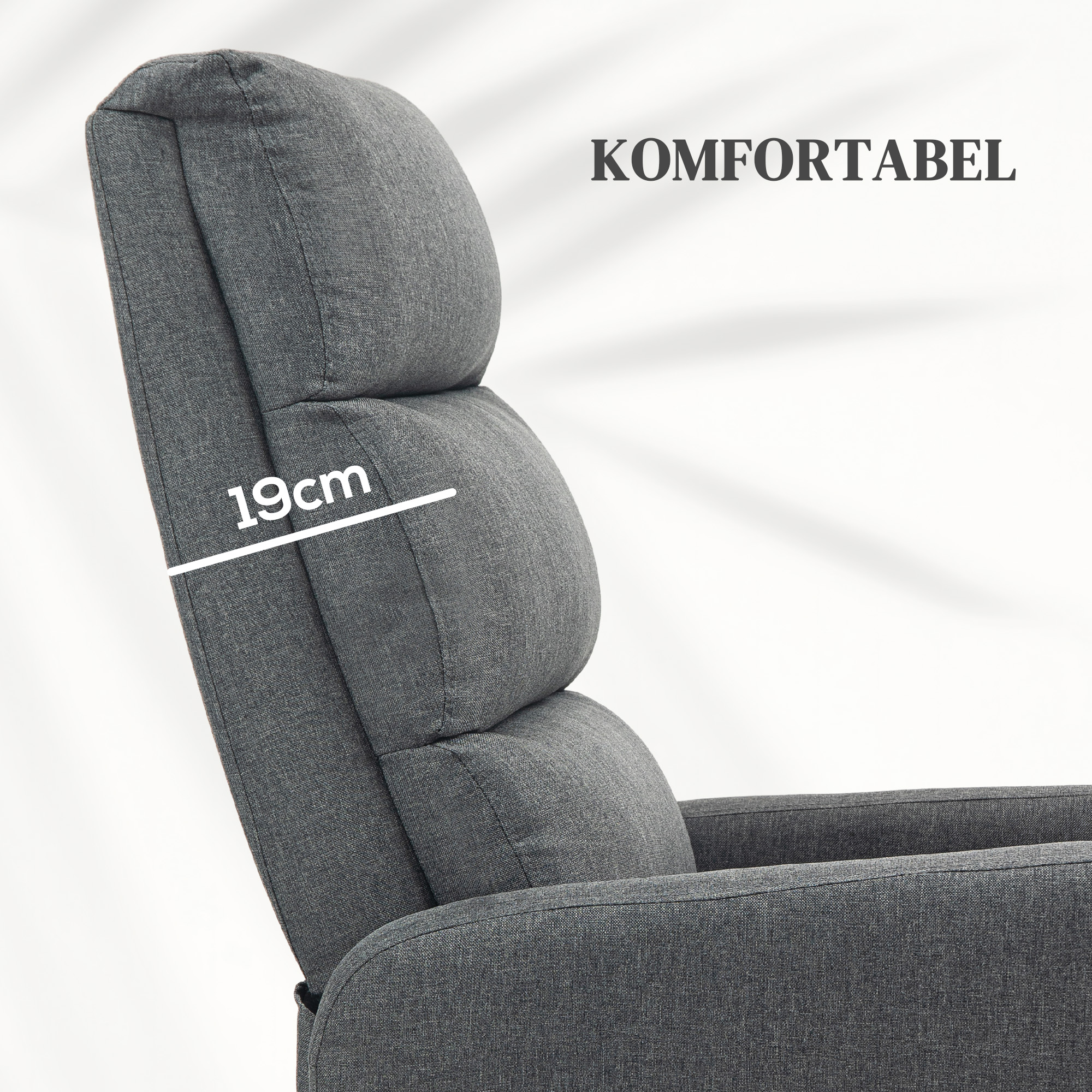 Elektrischer Relaxsessel mit Aufstehhilfe, Fernbedienung, weicher Schaumstoff, Seitentasche, Bezug in Leinenoptik, Grau