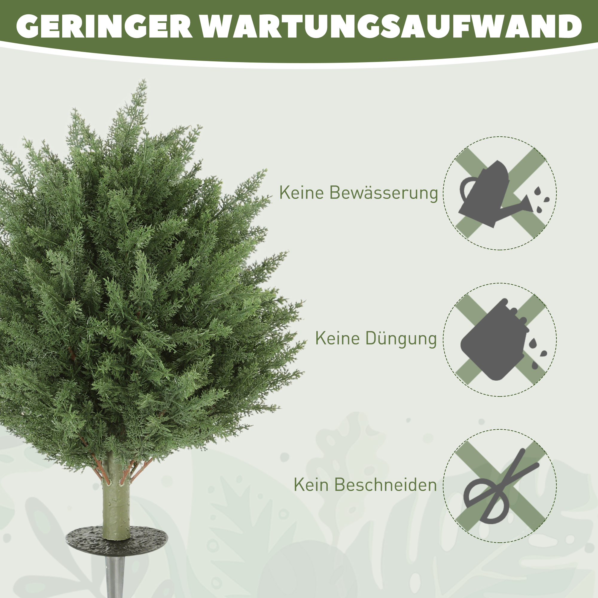 2er-Set künstliche Pflanzen, UV-beständige Kunstpflanze Zypresse mit 387 Blättern und Erdspieß, Ø40 x 60H cm, Grün