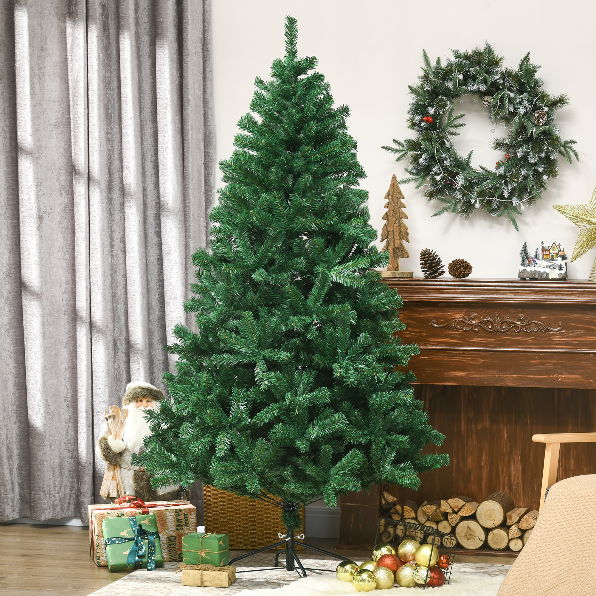 Künstlicher Weihnachtsbaum 180 cm künstlich Tannenbaum mit 1000 Spitzen Christbaum Weihnachtsdeko inkl, Metallständer für drinnen