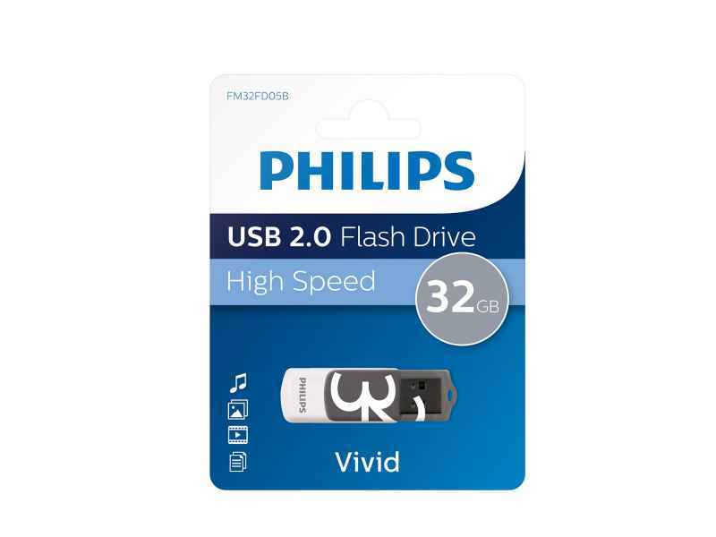 Philips USB 2.0 32GB Vivid Edition Grau FM32FD05B/10