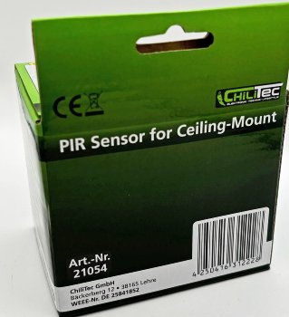Decken-Einbau-Bewegungsmelder 360° Alu - PIR Sensor, 6m, schwenkbar, silber