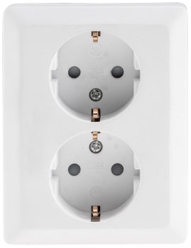 MILOS Schutzkontakt-Steckdose 2-fach - 250V~/ 16A, 1x UP, weiß matt
