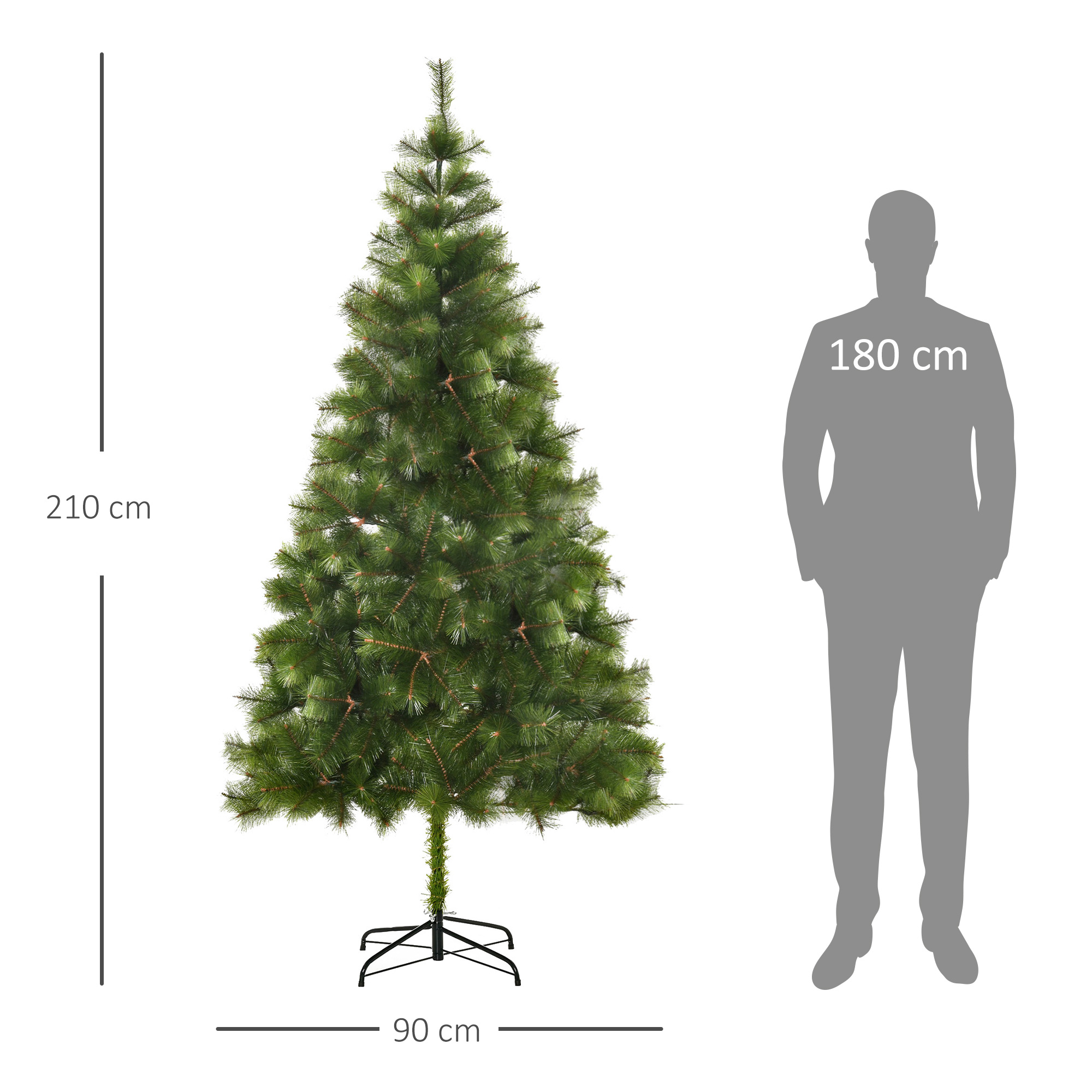 Künstlicher Weihnachtsbaum 210 cm künstlich Tannenbaum mit 505 Spitzen Christbaum Weihnachtsdeko inkl, Metallständer für drinnen