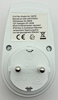 Steckdosen-Dimmer 20-280 Watt - IP20, 230V/50Hz