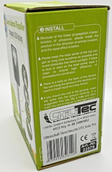 Ultraschall-Tierscheuche "UTS Solar Pro" - Bewegungsmelder, Hunde, Katzen, Vögel