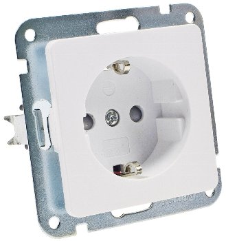 MILOS Schutzkontakt-Steckdose, weiß matt - 250V~/ 16A, OHNE Rahmen, Klemmanschluss
