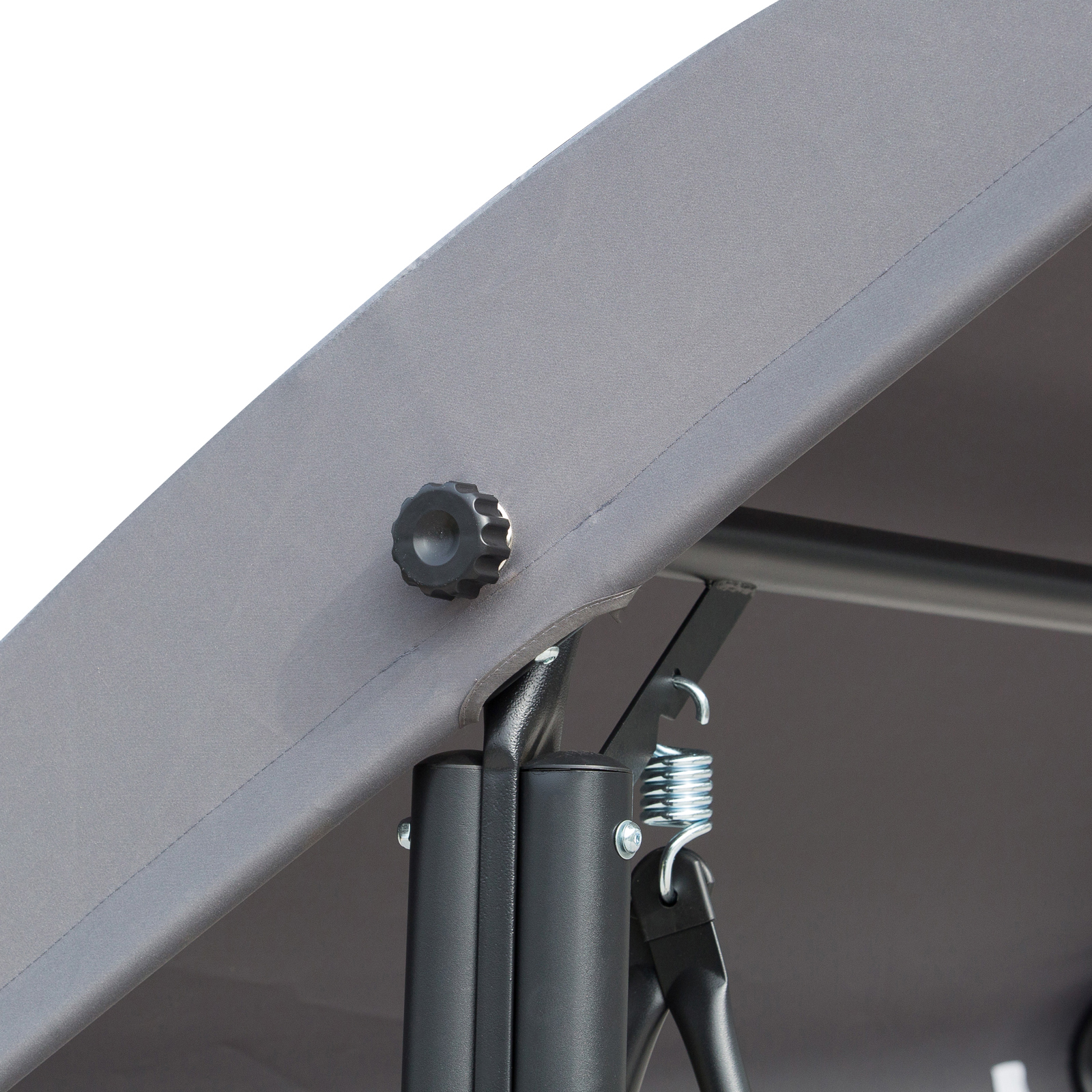 Hollywoodschaukel mit Seitentasche, 3-Sitzer Gartenschaukel mit verstellbarem Sonnendach, Schaukelbank belast bis 300kg, für Garten, Terrasse, 196 x 128 x 172 cm, Dunkelgrau