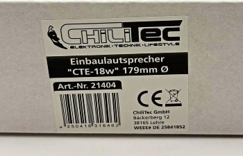 Einbaulautsprecher "CTE-18w", weiß / Ø 179mm, 80 Watt, 8 Ohm
