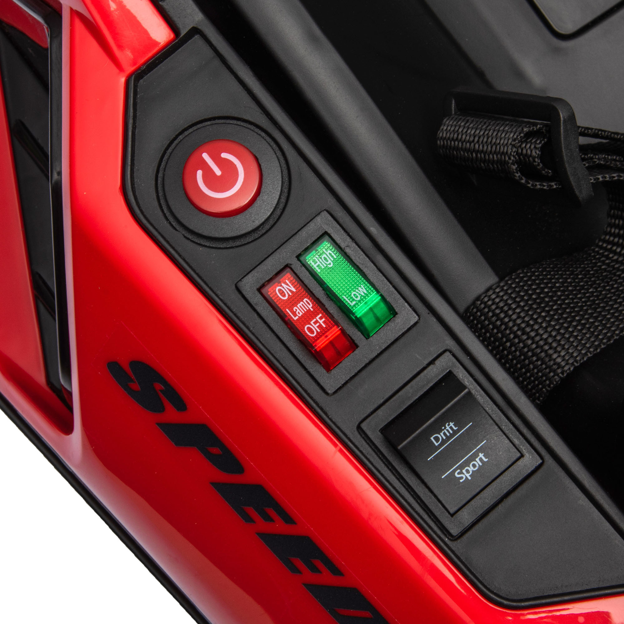 Go-Kart für Kinder, Elektro-Kart mit Hupe und Musikfunktion, verstellbarer Sitz, bis 12 km/h, Kunststoff, Metall, Rot