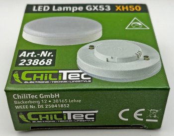 LED Leuchtmittel GX53 "XH 50" warmweiß - 5W, 431lm, Ø75x25mm, 120°, 3000k