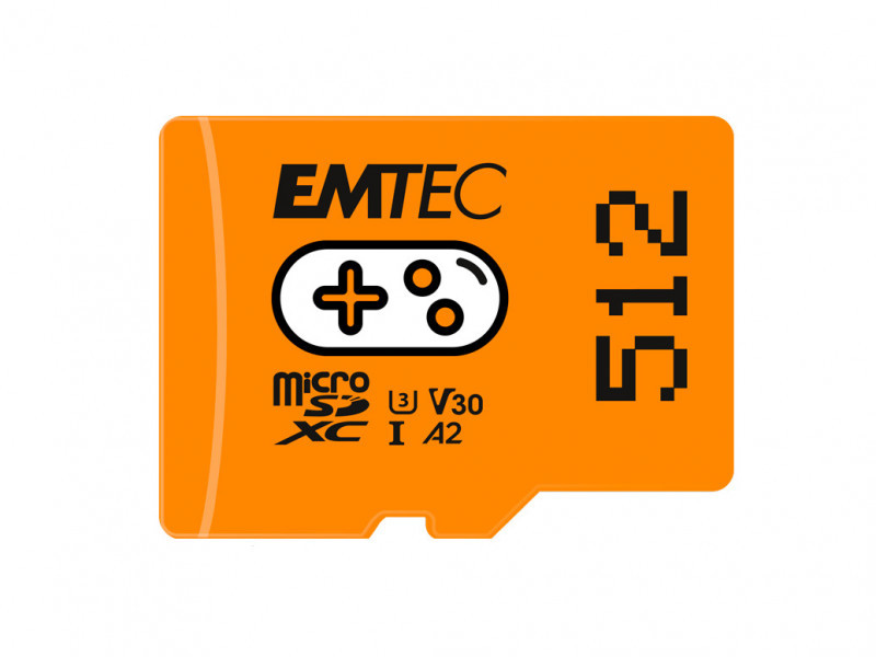 EMTEC 512GB microSDXC UHS-I U3 V30 Gaming Memory Card (Orange)