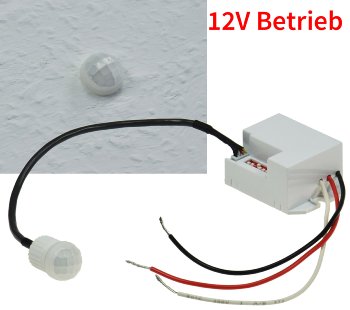 Einbau-Bewegungsmelder "CT-PIR Mini 12V" - 12V DC, 1-60W, LED geeignet, weiß