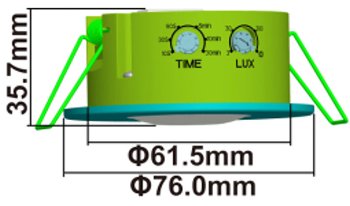 Decken-Einbau-Bewegungsmelder 360° IP65 - PIR, LED geeignet, 8m Detektion, 76x36mm