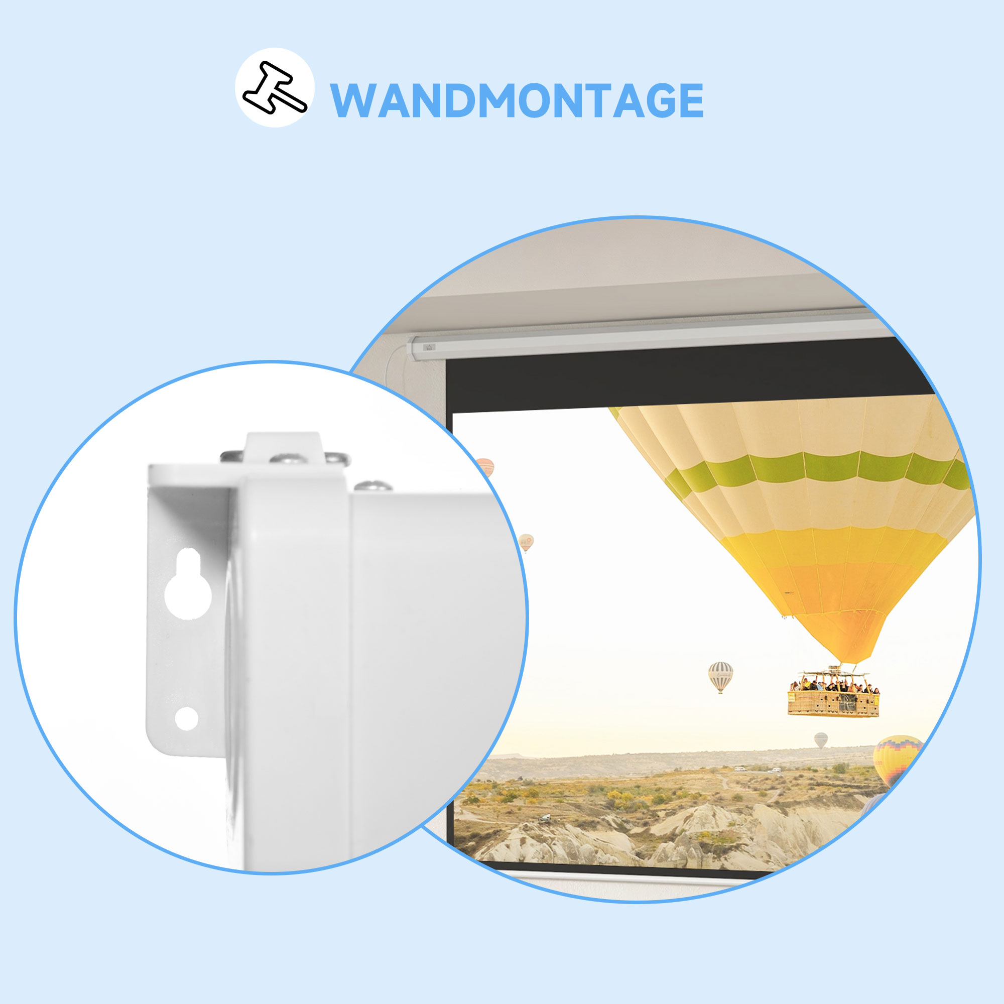 Beamer-Leinwand, 16:9 Format, Fernbedienung, 266 x 149 cm (120 Zoll), Weiß