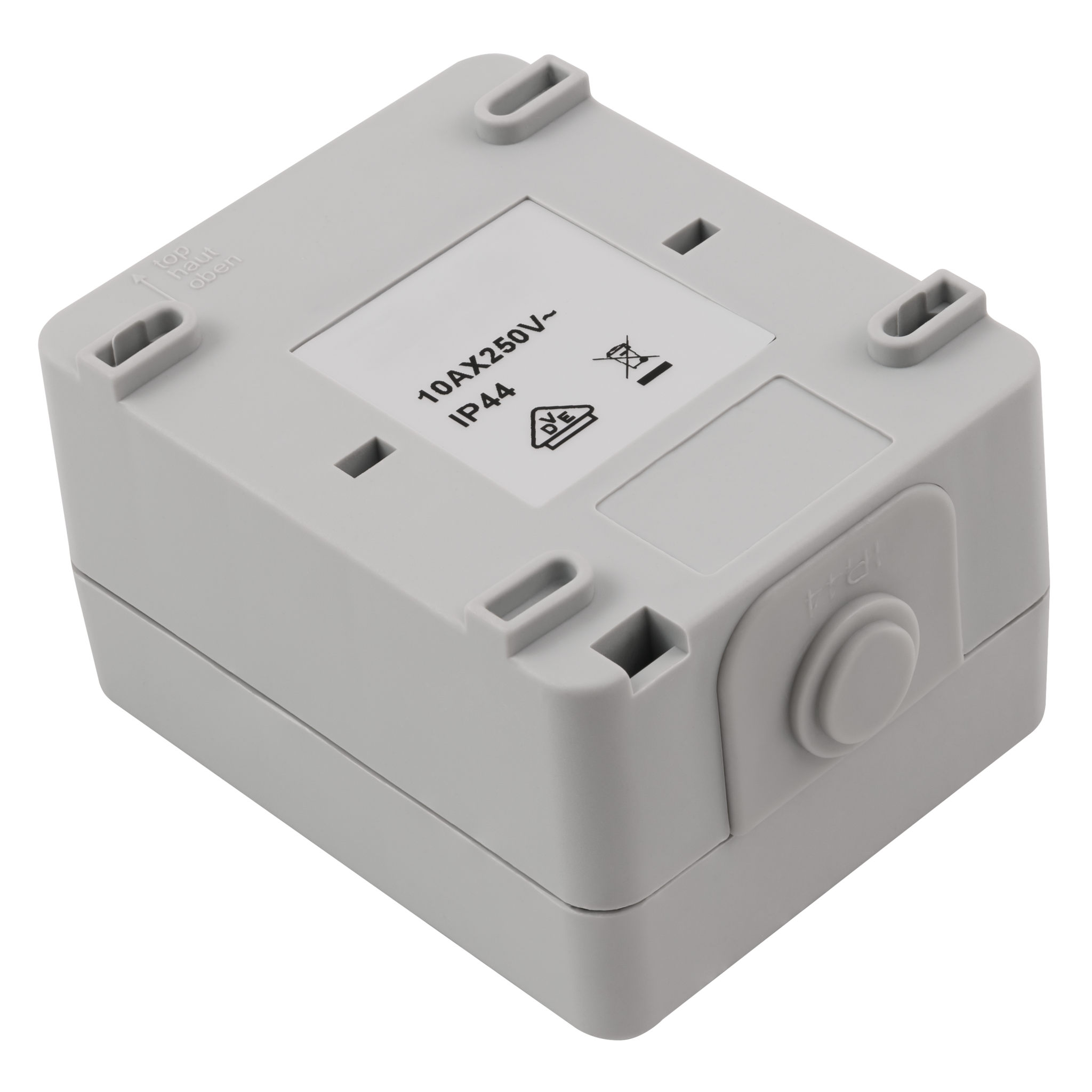 Feuchtraum Heizungs Hauptschalter McPower ''Taff'', 250V~/10A, IP44, AP, grau