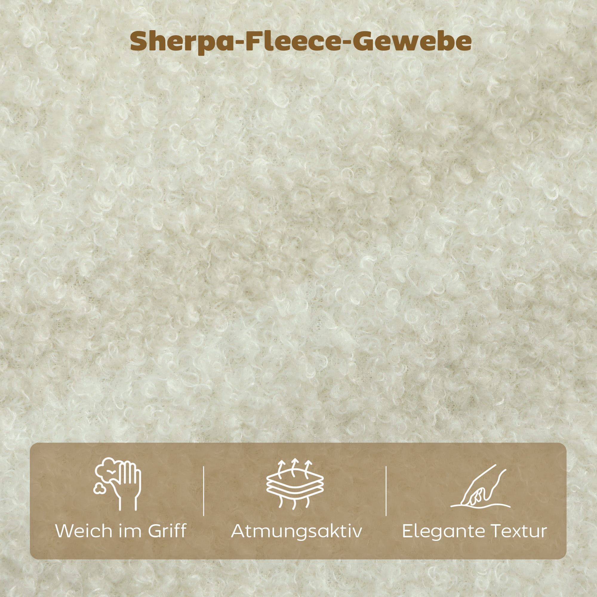 Sofa 2 Sitzer kleine Couch mit Sherpa-Fleece-Optik 137 cm für Wohnzimmer Cremeweiß